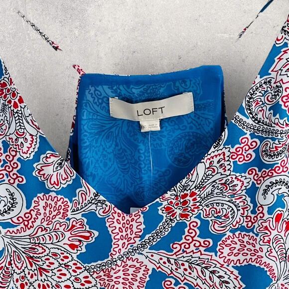 LOFT Blue Paisley Chiffon Halter Neck Trapeze Tank Top XS NWT - Picture 6 of 10